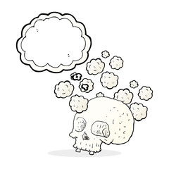 thought bubble cartoon old skull