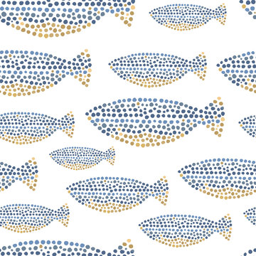 Decorative ocean fish pattern seamless in vector.