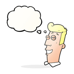 thought bubble cartoon grinning man