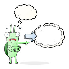 thought bubble cartoon bug pointing
