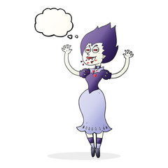 thought bubble cartoon vampire girl with bloody mouth