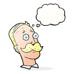 thought bubble cartoon man with mustache