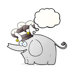 thought bubble cartoon elephant wearing circus hat