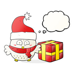 thought bubble cartoon christmas owl