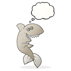 thought bubble cartoon laughing shark