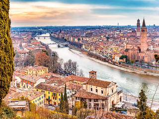 Fototapeta na wymiar Roofs of Verona in Italy