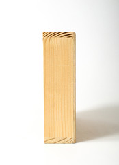 Wooden box on white background, side view