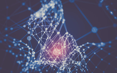 Abstract polygonal space low poly dark background