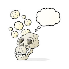 thought bubble cartoon ancient skull