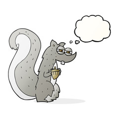 thought bubble cartoon squirrel with nut