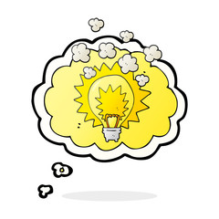 thought bubble cartoon light bulb shining