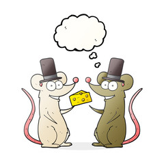 thought bubble cartoon mice with cheese