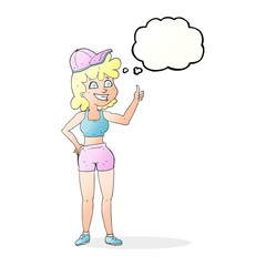 happy gym woman giving thumbs up symbol