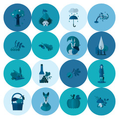 Set of Flat Autumn Icons