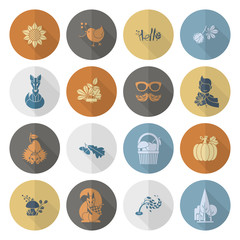 Set of Flat Autumn Icons