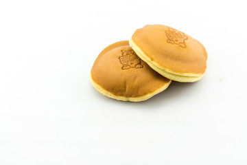 Japanese Traditional Dessert : Dorayaki isolated on white - copy space