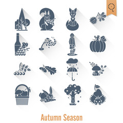 Set of Flat Autumn Icons