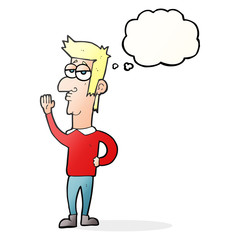 thought bubble cartoon man waving