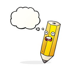 happy thought bubble cartoon pencil