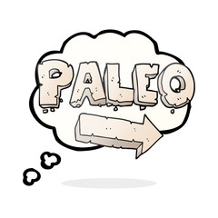 thought bubble cartoon paleo diet pointing arrow