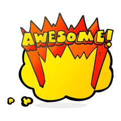 thought bubble cartoon awesome word
