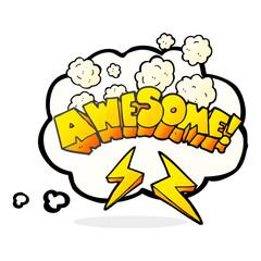thought bubble cartoon word awesome