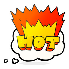 thought bubble cartoon word hot