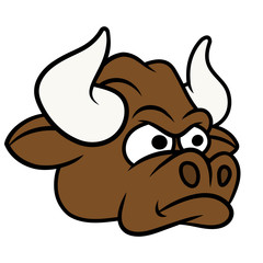 Cartoon angry bull head