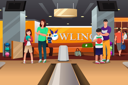 Family Playing Bowling