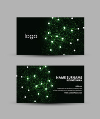 Fototapeta na wymiar Abstract green hi-tech - Business card vector design template. 
