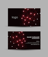 Abstract red hi-tech - Business card vector design template.  