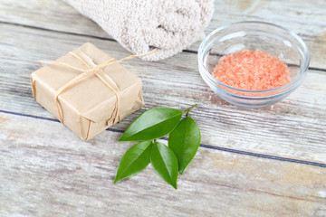 Sea salt with homemade soap. SPA