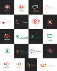 Outline swirl and circle minimal abstract geometric logo set