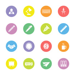 colorful flat icon set 8 on circle for web design, user interface (UI), infographic and mobile application (apps)