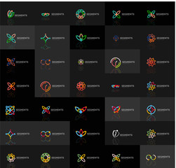 Abstract company logo vector collection. Set of thin line design abstract logotypes. Universal branding concepts