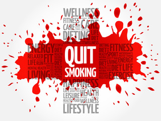 Quit Smoking word cloud, health cross concept