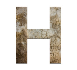 h letter cracked cement texture isolate