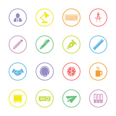colorful flat icon set 8 with circle frame for web design, user interface (UI), infographic and mobile application (apps)