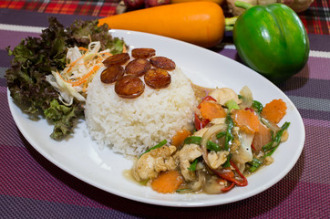 Rice Chicken Sausage food Thailand