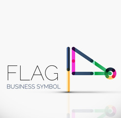 Logo flag, abstract linear geometric business icon