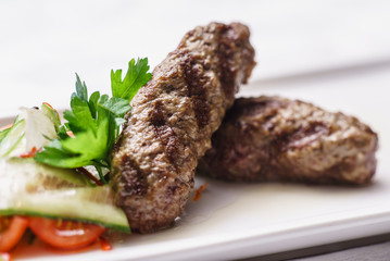 kebab with salad