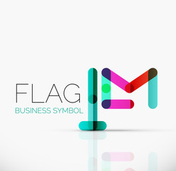 Logo flag, abstract linear geometric business icon