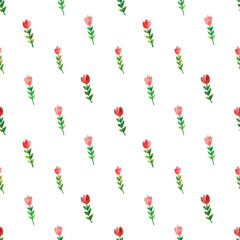 Watercolor Tulip pattern seamless in vector.