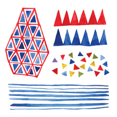 Obraz premium Watercolor hand drawn geometrical elements for your design.