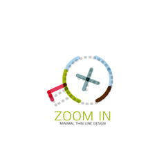 Vector thin line design logo magnifying glass, search and find or zoom logotype concept. Linear minimalistic business icon