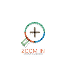 Obraz premium Vector thin line design logo magnifying glass, search and find or zoom logotype concept. Linear minimalistic business icon