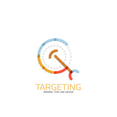 Vector thin line design logo magnifying glass, search and find or zoom logotype concept. Linear minimalistic business icon