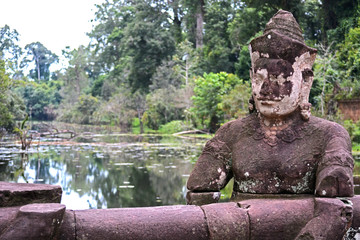 Figure guardian statue of Angkor Thom south door, Cambodia