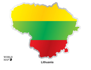 Map Lithuania.Map with flag.