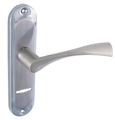 Door handle of silver on a white background side view